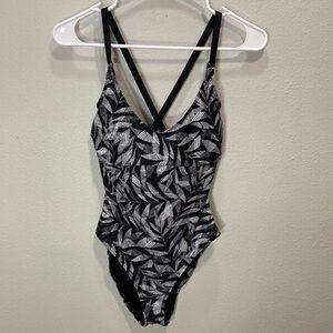 PrAna underwire one piece swimsuit leaf print